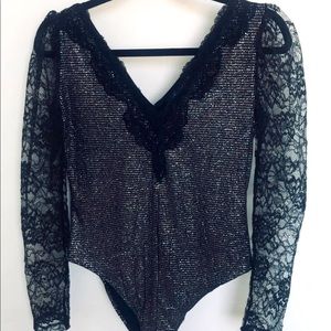 ZARA Sexy Lace Sequence Bodysuit New M